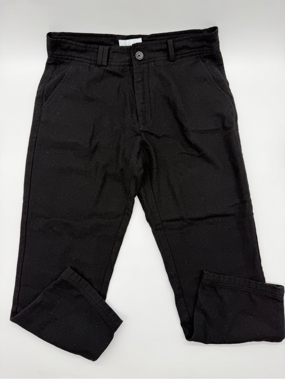 Black Wool Blend Slim Kobe Pants Men’s Size Large Cropped Straight Leg Slim Fit